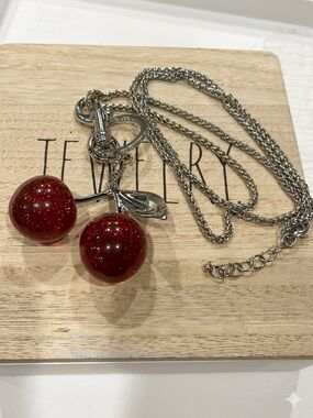 Chain cherries 🍒 cherry accessories purse keychain cute ☺️ necklace‎